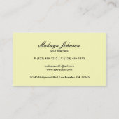 Elegant Pastel Yellow and Black Chevron Pattern Visitekaartje (Achterkant)