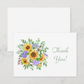 Elegant pastel zonnebloem boeket dank u Flat Notitiekaartje (Voorkant / Achterkant)
