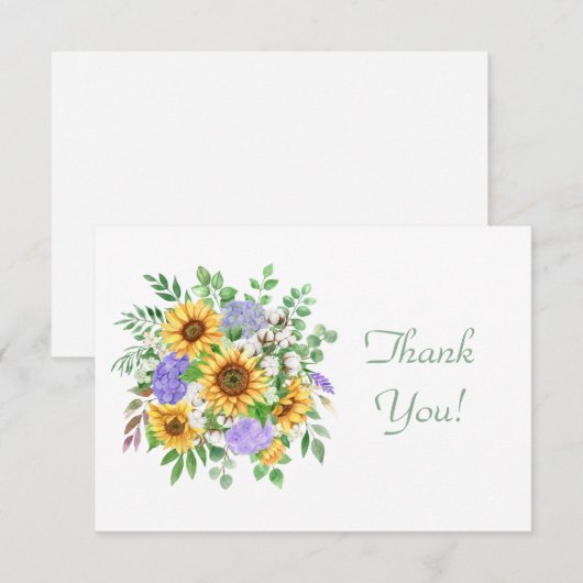 Elegant pastel zonnebloem boeket dank u Flat Notitiekaartje (Voorkant / Achterkant)
