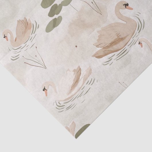 Elegant pastel zwanenpatroon tissuepapier (Detail)