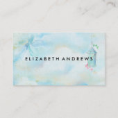 Elegant  pastelblauw roze waterverf visitekaartje (Voorkant)