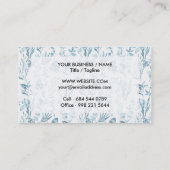 Elegant pastelblauw  vlinderbloemig visitekaartje (Achterkant)