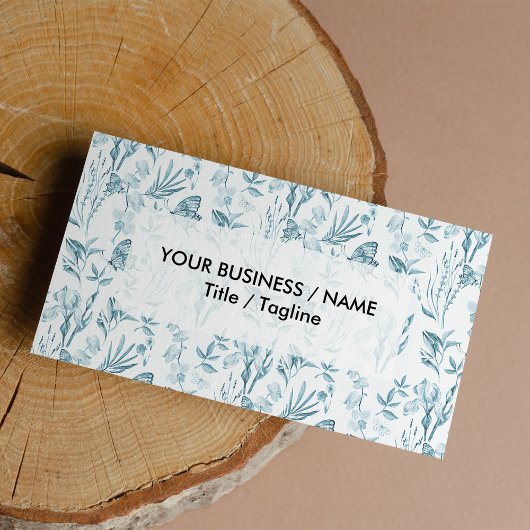 Elegant pastelblauw  vlinderbloemig visitekaartje