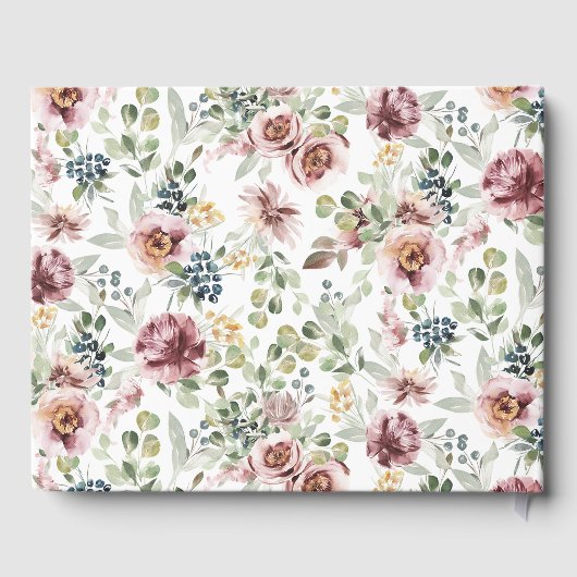Elegant  pastelbloemen bruiloft gastenboek (Achterkant)