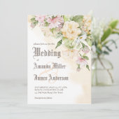 Elegant  pastelcrème bruiloft kaart (Staand voorkant)