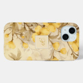 Elegant pastelgeel bloemige primrose monogram Case-Mate iPhone case (Achterkant (horizontaal))