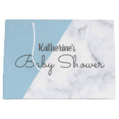 Elegant pastelkleur blauw en wit marmeren baby large cadeautasje (Voorkant)
