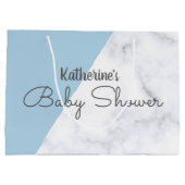 Elegant pastelkleur blauw en wit marmeren baby large cadeautasje (Achterkant)