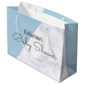 Elegant pastelkleur blauw en wit marmeren baby large cadeautasje (Achterkant Gekanteld)