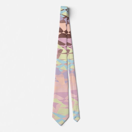 elegant pastelkleurblok roos goud geometrisch stropdas (Voorkant)