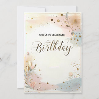 Elegant Pastelkleurig Watercolor Bloemmotief & Gou Kaart