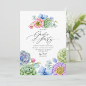 Elegant Pastelkleurige Succulente Tuinfeest Kaart (Staand voorkant)