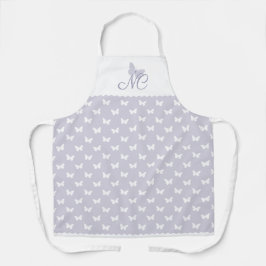 Elegant pastellavendel monogram vlinderpatroon schort