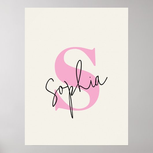 Elegant pastelmonogram gepersonaliseerd Poster (Voorkant)