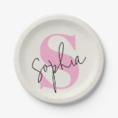 Elegant pastelmonogram gepersonaliseerde papieren  bordje (Voorkant)