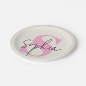 Elegant pastelmonogram gepersonaliseerde papieren  bordje (Gekanteld)