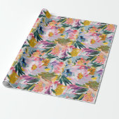 Elegant pastelroze Abstract bloemmotief Cadeaupapier (Uitgerold)