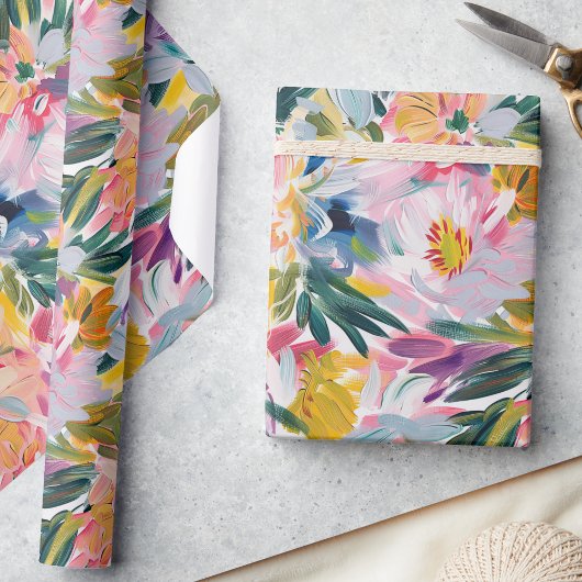 Elegant pastelroze Abstract bloemmotief Cadeaupapier