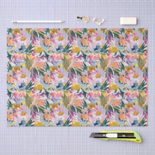 Elegant pastelroze Abstract bloemmotief Tissuepapier (Craft)