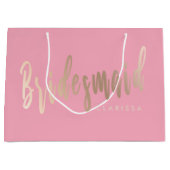 Elegant pastelroze en goudbruidsbruin roos groot cadeauzakje (Voorkant)