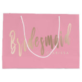 Elegant pastelroze en goudbruidsbruin roos groot cadeauzakje (Achterkant)