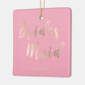 Elegant pastelroze en goudbruidsbruin roos keramisch ornament (Links)