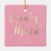 Elegant pastelroze en goudbruidsbruin roos keramisch ornament (Achterkant)