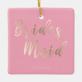 Elegant pastelroze en goudbruidsbruin roos keramisch ornament (Voorkant)