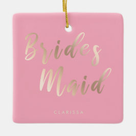 Elegant pastelroze en goudbruidsbruin roos keramisch ornament