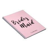 Elegant pastelroze en zwarte bruidsmeisje notitieboek (Rechterzijde)