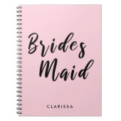 Elegant pastelroze en zwarte bruidsmeisje notitieboek (Voorkant)