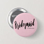 Elegant pastelroze en zwarte bruidsmeisje ronde button 5,7 cm (Voorkant /achterkant)