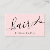 Elegant pastelroze en zwarte schaar visitekaartje (Voorkant)