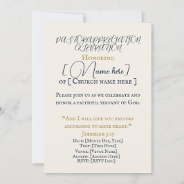 Elegant Pastor Appreciation Celebration Invitation Kaart