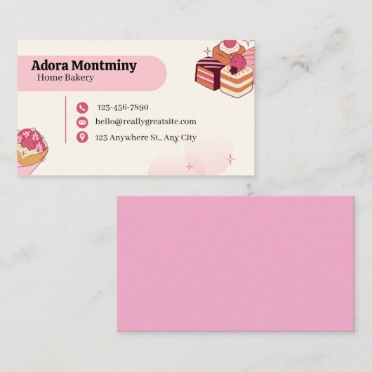 Elegant Pastry Chef Business Card – Custom Contact Visitekaartje (Voorkant / Achterkant)
