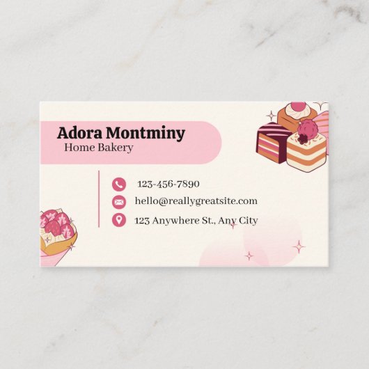 Elegant Pastry Chef Business Card – Custom Contact Visitekaartje (Voorkant)