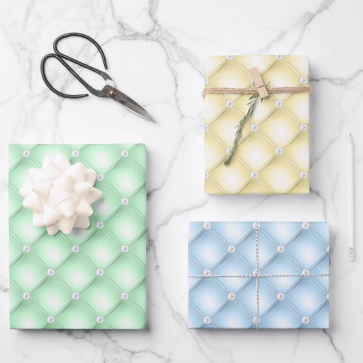 Elegant Patel Green, Yellow & Blue Diamond Tufed Inpakpapier Vel (Voorkant)