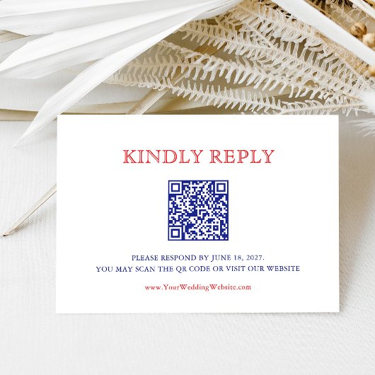 Elegant Patriotic 4th of July Wedding | QR Code RSVP Kaartje