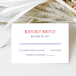 Elegant Patriotic 4th of July Wedding RSVP Kaartje