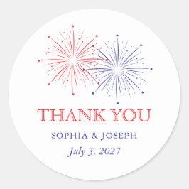 Elegant Patriotic Fireworks | 4th of July Wedding Ronde Sticker