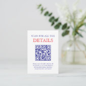 Elegant Patriotic Fireworks Wedding Detail QR Code Informatiekaartje (Staand voorkant)