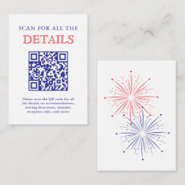 Elegant Patriotic Fireworks Wedding Detail QR Code Informatiekaartje