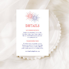 Elegant Patriotic Fireworks Wedding Guest Details Informatiekaartje