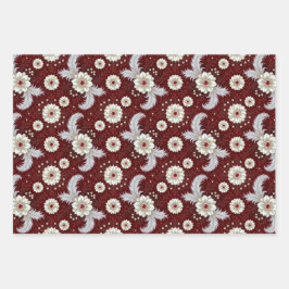 Elegant Patriotic Floral 3 Flat Sheets Gift Wrap Inpakpapier Vel