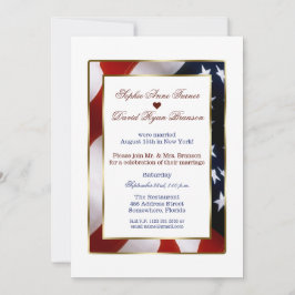 Elegant Patriotic Gold USA Flag Evening Wedding Kaart