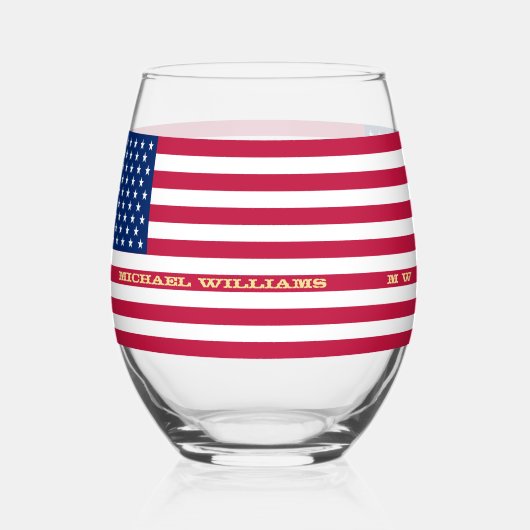 Elegant Patriotic USA American Flag Personalized Wijnglas Zonder Voet (Achterkant)