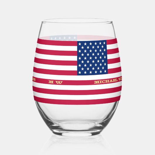 Elegant Patriotic USA American Flag Personalized Wijnglas Zonder Voet (Links)