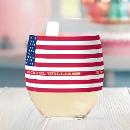 Elegant Patriotic USA American Flag Personalized Wijnglas Zonder Voet