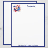 Elegant Patriotisch Bloemmotief Briefpapier Ontwer (Voorkant / Achterkant)