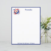 Elegant Patriotisch Bloemmotief Briefpapier Ontwer (Staand voorkant)